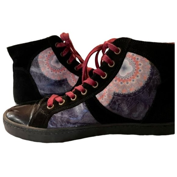 Desigual Rebeldia High Top Black Suede/Patent Sneakers - EU 40 US 9/9.5 - Picture 5 of 12